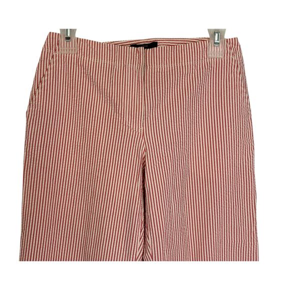 J. Crew Striped Seersucker Pants Red White Straight Leg Stretch 59798 Size 0 - Picture 3 of 10
